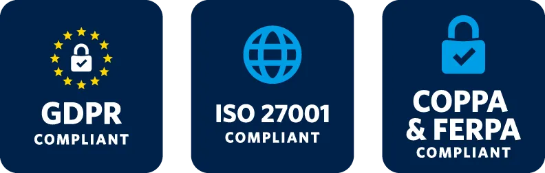 GDPR, ISO 27001, COPPA, FERPA Compliant